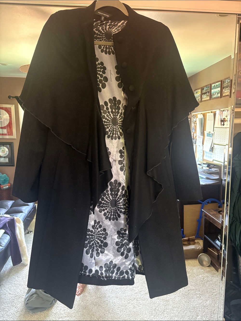 Women’s Black Layered Open-Front Sweater with Button Detail 100% cashmere